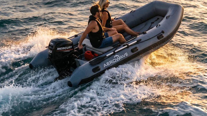Aerowave inflatable boat underway on the water
