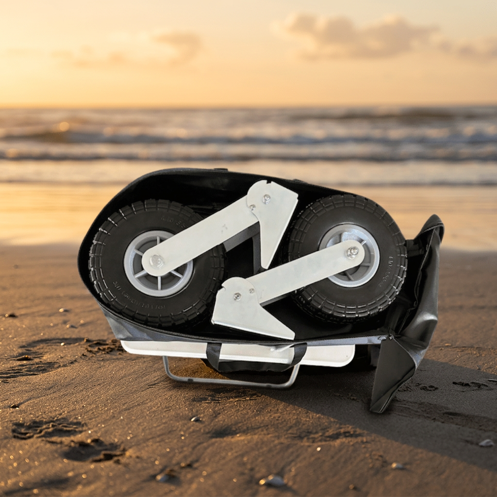 Aerowave Wheel Bag on the sand with the launching wheels packed inside
