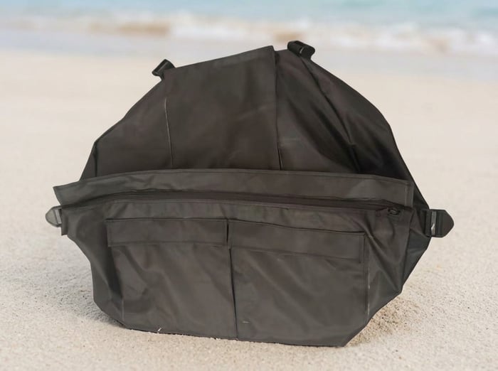 Aerowave Viper Sovereign bow bag fitted to the boat, showing tube fittings and straps