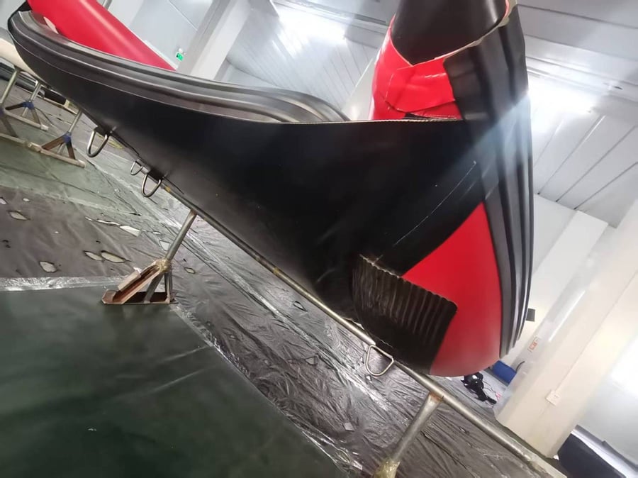 Viper 330 beach-protection hull underside