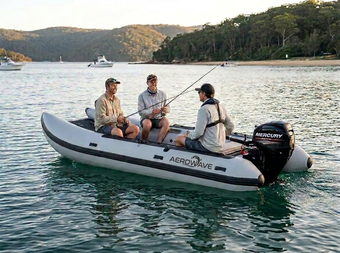 Aerowave AeroCat 380 inflatable catamaran on the water in Australia