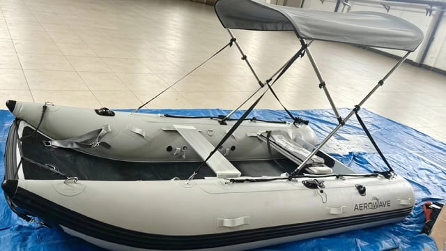 Built Viper 330 inflatable boat ready for fishing setup