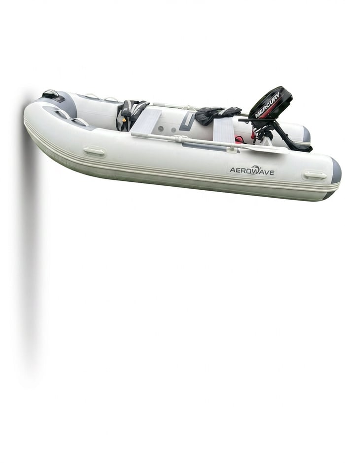 Aerowave Swift Tender 270 SI — grey inflatable dinghy tender on Australian water